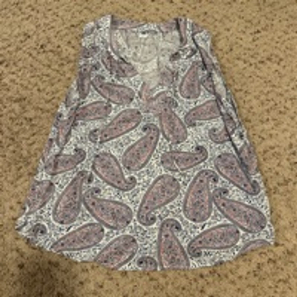 Women's Old Navy Tank Top, Size L, White & Blue Paisley